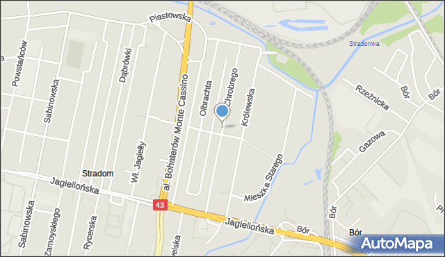 Częstochowa, Króla Bolesława Chrobrego, mapa Częstochowy
