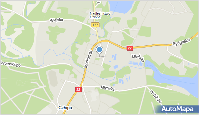 Człopa, Krótka, mapa Człopa