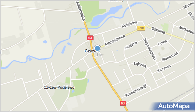 Czyżew powiat wysokomazowiecki, Krótka, mapa Czyżew powiat wysokomazowiecki