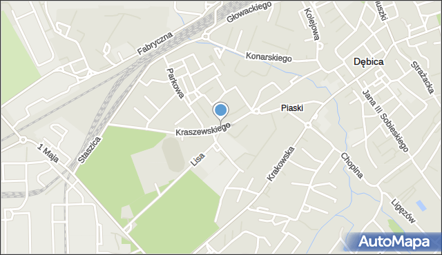 Dębica, Kraszewskiego, mapa Dębicy