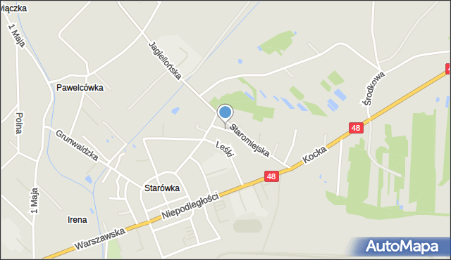 Dęblin, Krótka, mapa Dęblin