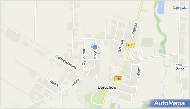 Doruchów, Krzywa, mapa Doruchów