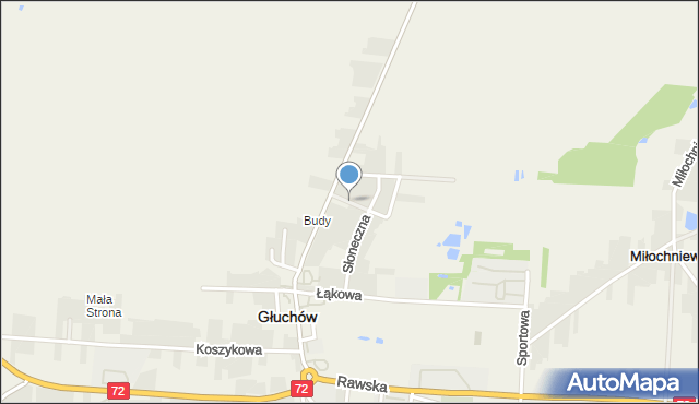 Głuchów powiat skierniewicki, Krótka, mapa Głuchów powiat skierniewicki