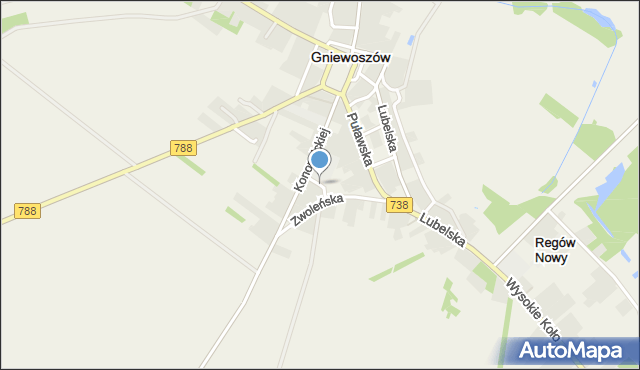 Gniewoszów powiat kozienicki, Krótka, mapa Gniewoszów powiat kozienicki