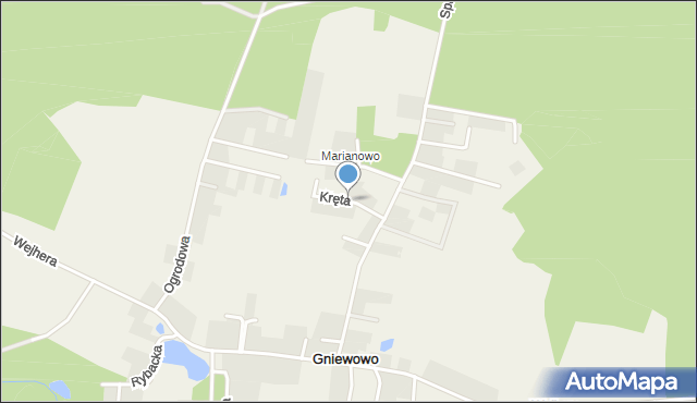 Gniewowo gmina Wejherowo, Kręta, mapa Gniewowo gmina Wejherowo