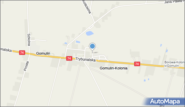 Gomulin-Kolonia, Kręta, mapa Gomulin-Kolonia