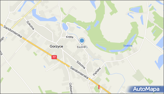 Gorzyce powiat tarnobrzeski, Kręta, mapa Gorzyce powiat tarnobrzeski