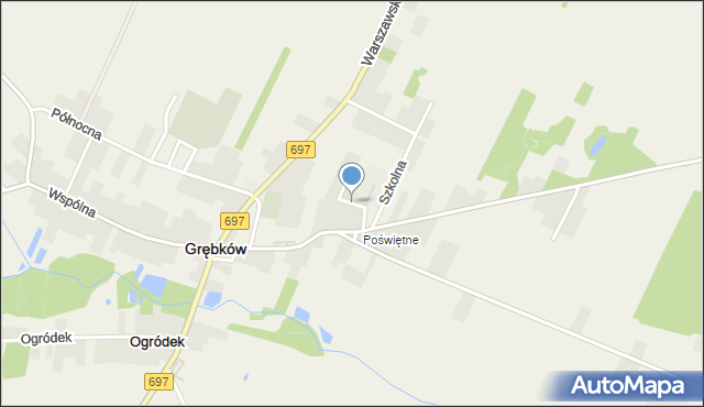 Grębków, Krótka, mapa Grębków