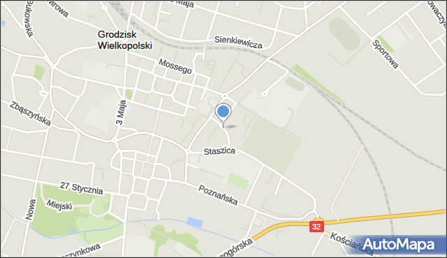 Grodzisk Wielkopolski, Kraszewskiego, mapa Grodzisk Wielkopolski