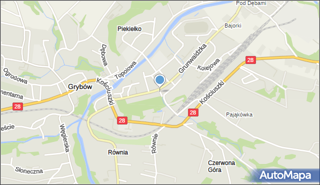 Grybów, Krótka, mapa Grybów