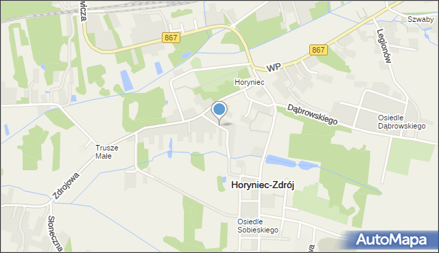 Horyniec-Zdrój, Krótka, mapa Horyniec-Zdrój