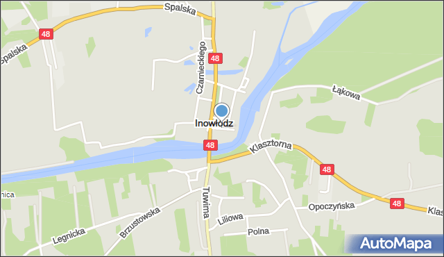 Inowłódz, Krótka, mapa Inowłódz