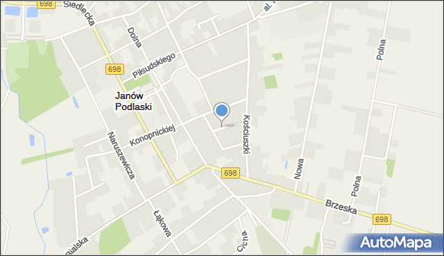 Janów Podlaski, Krótka, mapa Janów Podlaski