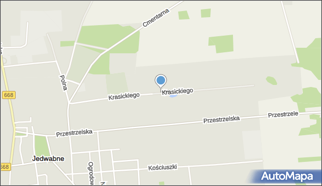 Jedwabne, Krasickiego, mapa Jedwabne