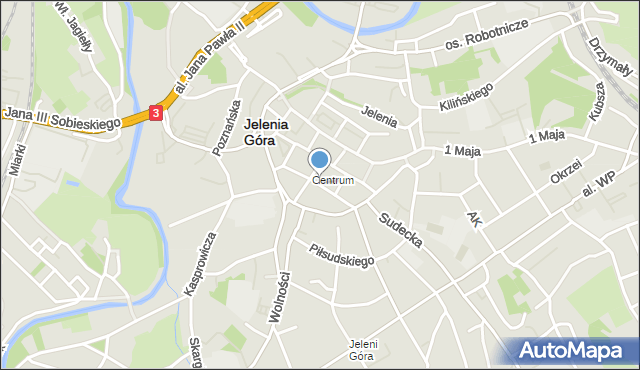 Jelenia Góra, Krótka, mapa Jelenia Góra