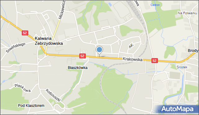 Kalwaria Zebrzydowska, Krakowska, mapa Kalwaria Zebrzydowska