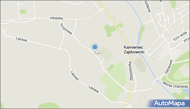 Kamieniec Ząbkowicki, Krzyżowa, mapa Kamieniec Ząbkowicki