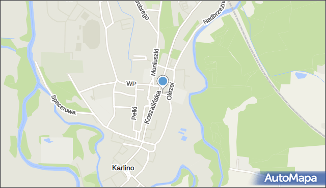 Karlino, Krótka, mapa Karlino