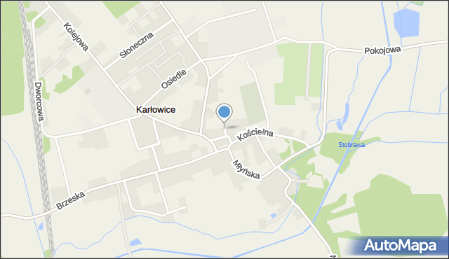 Karłowice gmina Popielów, Krótka, mapa Karłowice gmina Popielów