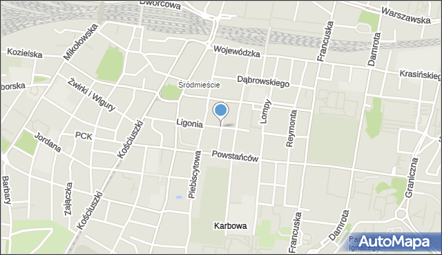 Katowice, Królowej Jadwigi, mapa Katowic