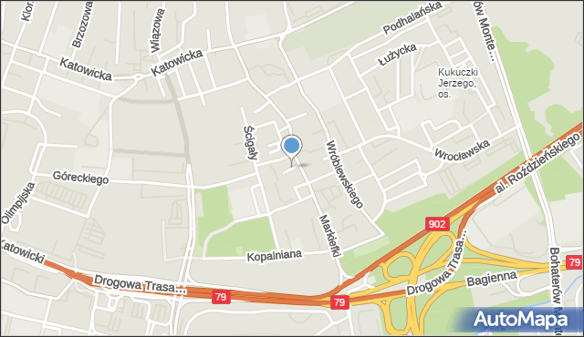 Katowice, Kręta, mapa Katowic