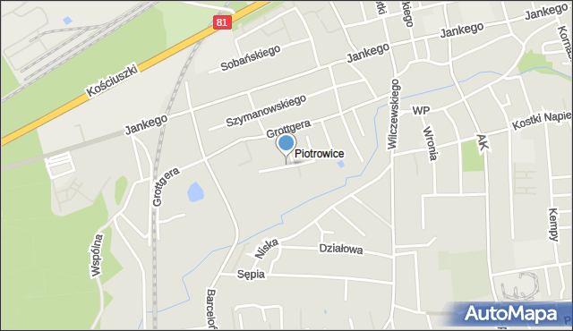 Katowice, Krogulcza, mapa Katowic