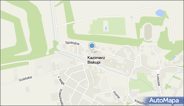 Kazimierz Biskupi, Krótka, mapa Kazimierz Biskupi