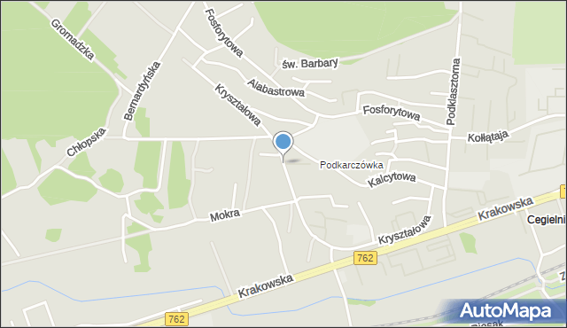 Kielce, Kryształowa, mapa Kielc