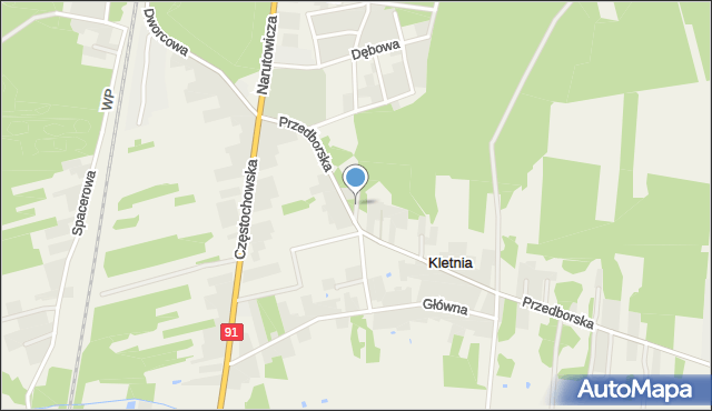 Kletnia gmina Gomunice, Krótka, mapa Kletnia gmina Gomunice