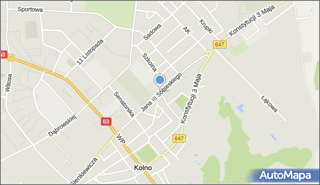 Kolno, Króla Jana III Sobieskiego, mapa Kolno