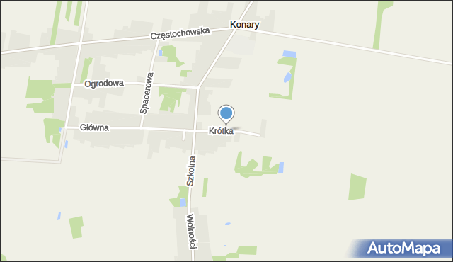 Konary gmina Kłomnice, Krótka, mapa Konary gmina Kłomnice