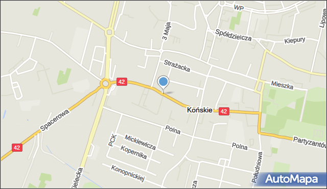 Końskie, Krakowska, mapa Końskie