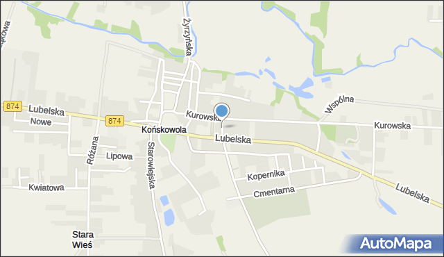 Końskowola, Krótka, mapa Końskowola