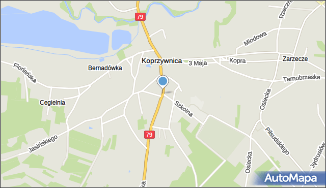 Koprzywnica powiat sandomierski, Krakowska, mapa Koprzywnica powiat sandomierski