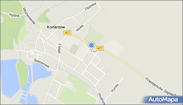 Korfantów, Krasińskiego Zygmunta, mapa Korfantów