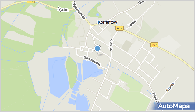 Korfantów, Kraszewskiego Józefa Ignacego, mapa Korfantów