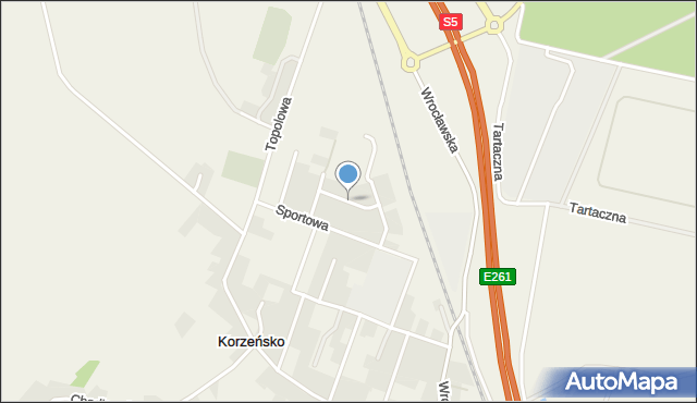 Korzeńsko, Krótka, mapa Korzeńsko