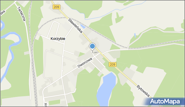 Korzybie gmina Kępice, Krótka, mapa Korzybie gmina Kępice