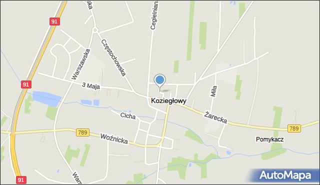 Koziegłowy powiat myszkowski, Kręta, mapa Koziegłowy powiat myszkowski