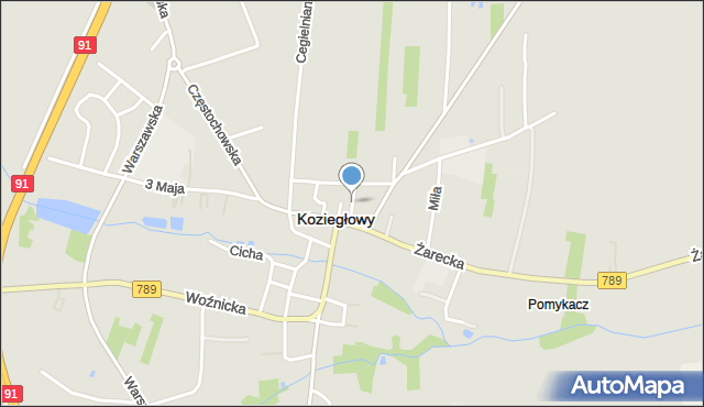 Koziegłowy powiat myszkowski, Krótka, mapa Koziegłowy powiat myszkowski