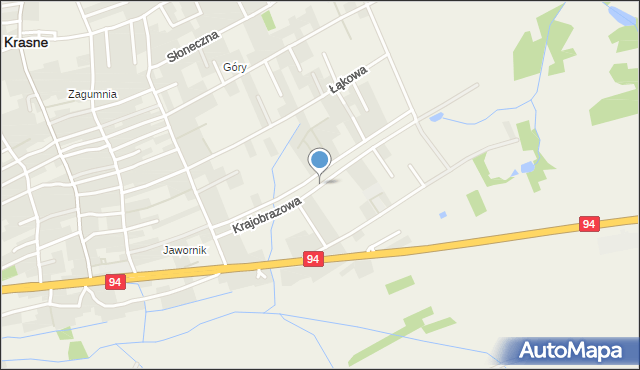 Krasne powiat rzeszowski, Krajobrazowa, mapa Krasne powiat rzeszowski