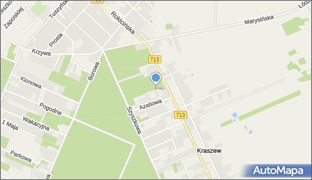 Kraszew gmina Andrespol, Krokusowa, mapa Kraszew gmina Andrespol