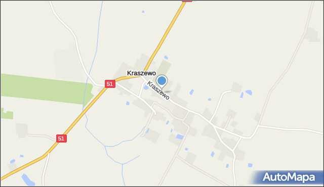 Kraszewo gmina Lidzbark Warmiński, Kraszewo, mapa Kraszewo gmina Lidzbark Warmiński