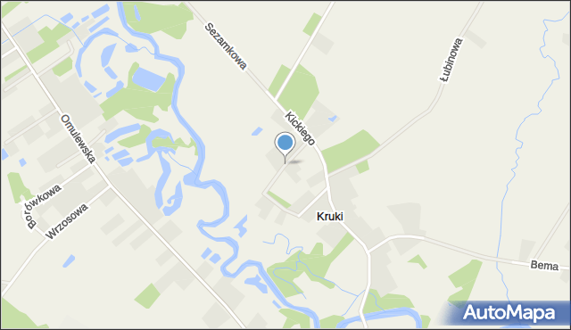 Kruki gmina Olszewo-Borki, Krótka, mapa Kruki gmina Olszewo-Borki