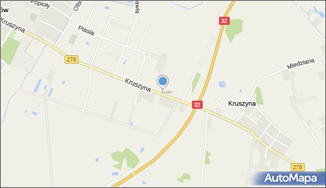 Kruszyna gmina Sulechów, Kruszyna, mapa Kruszyna gmina Sulechów