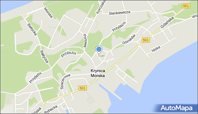 Krynica Morska, Krótka, mapa Krynica Morska