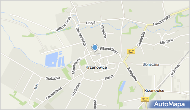 Krzanowice powiat raciborski, Krótka, mapa Krzanowice powiat raciborski