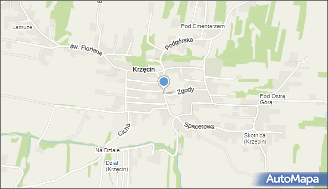 Krzęcin gmina Skawina, Krzęcin, mapa Krzęcin gmina Skawina