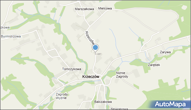 Krzeczów gmina Lubień, Krzeczów, mapa Krzeczów gmina Lubień