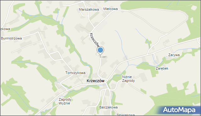 Krzeczów gmina Lubień, Krzeczów, mapa Krzeczów gmina Lubień